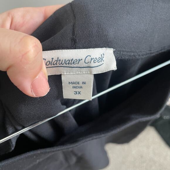 Coldwater Creek Skirt Women 3X Black Midi Lagenlook Stretch Pockets Office Knit - Picture 3 of 6